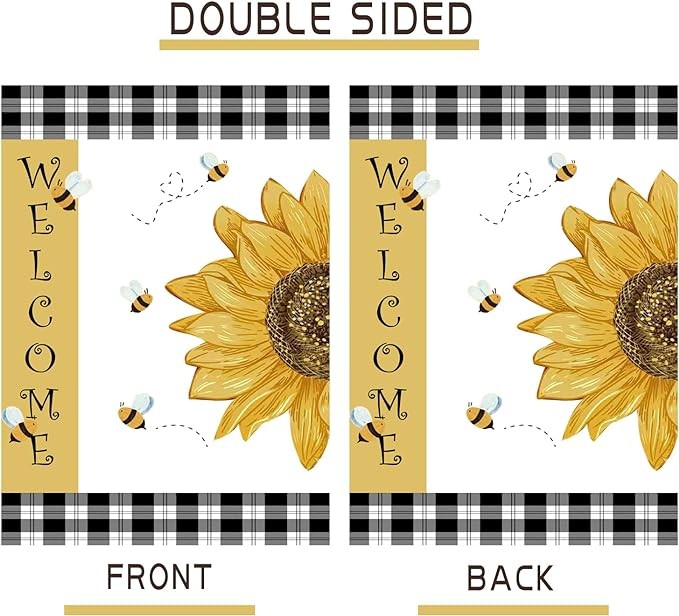 Seasonal Garden Flags 12X18 Inch Double Sided Linen Decor for Welcome, Winter Welcome Garden Flags for Outside, Holiday Yard Outdoor Decoration - Sunflower
