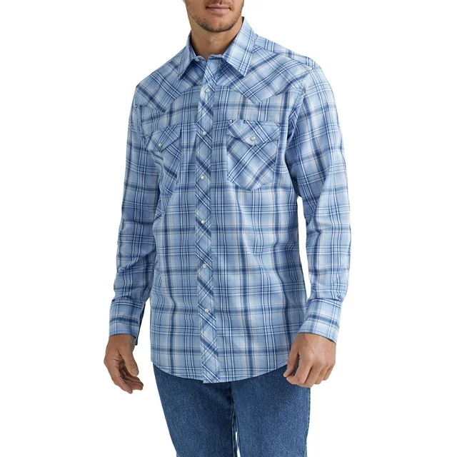 Wrangler® Men's and Big Men's Regular Fit Long Sleeve Western Shirt, Sizes S-5XL