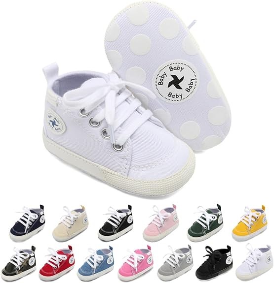 Baby Girls Boys Shoes Soft Anti-Slip Sole Newborn First Walkers Star High Top Canvas Denim Unisex Infant Sneaker