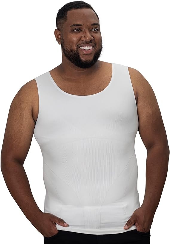 QORE LOGIQ Gynecomastia Compression Shirt Men - Slimming Undershirt for Mens Shapewear, Body Shaper Compression Tank Top