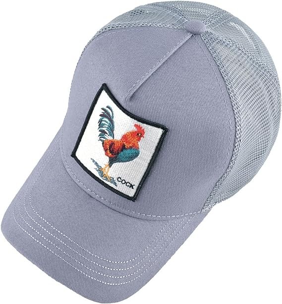 Embroidered Animal Trucker Hat, Mesh Back Gaming Hat, Multicolor Hip Pop Baseball Cap for Men Women