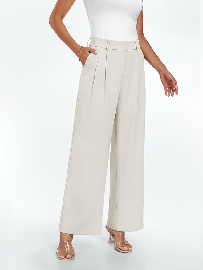 LILLUSORY Womens Wide Leg Dress Pants Hight Waisted Work Business Causal Loose Palazzo Trousers