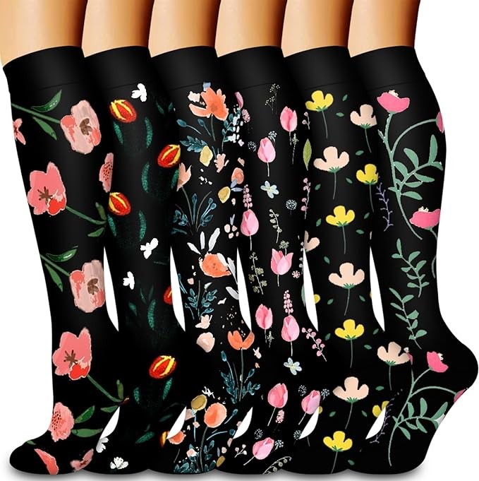 Tenucs Compression Socks for Women & Men 6 Pairs - Best Support for Nurses,Running,Hiking,Recovery & Flight Socks