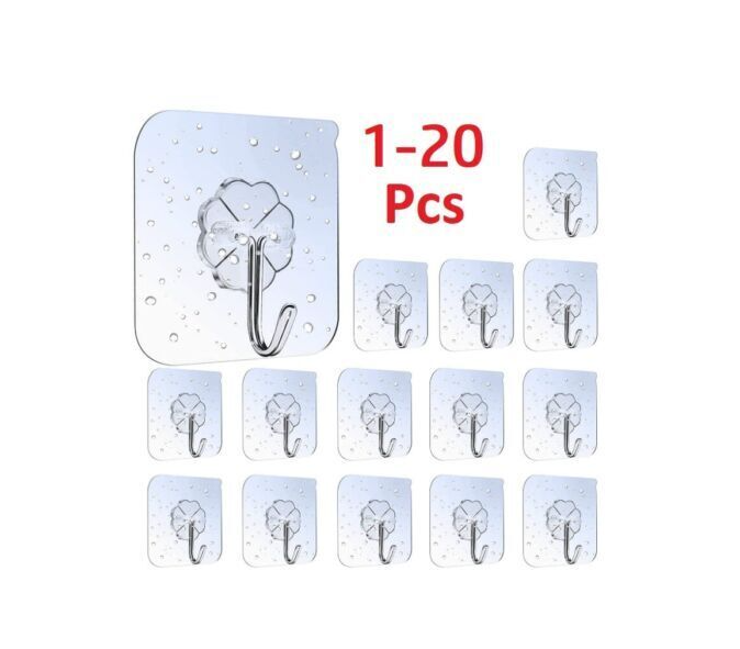 1-20 Self Adhesive Strong Sticky Hooks Heavy Duty Wall Seamless Transparent Hook