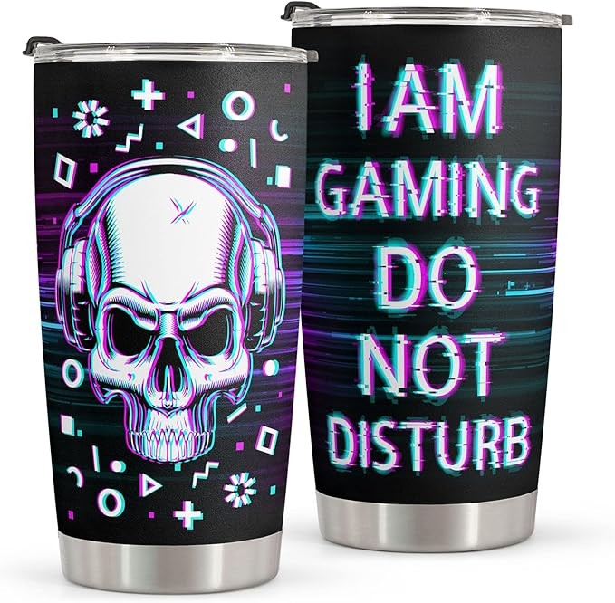 Macorner Gifts For Gamer - Stainless Steel Skull Tumbler 20oz Gift For Men - Birthday Gifts for Dad From Kids & Birthday Gifts for Dad - Christmas Gift for Men Boyfriends Brother Kids Teenage Boys