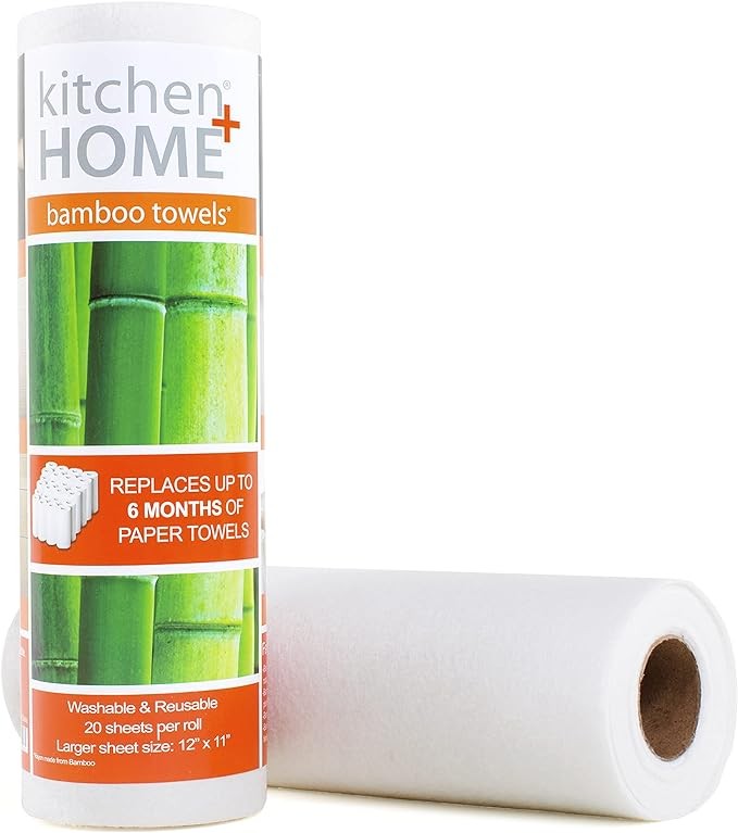 Kitchen + Home Paper Towel Alternative – Heavy Duty Washable Reusable Rayon Towels - One roll replaces 6 months of towels!