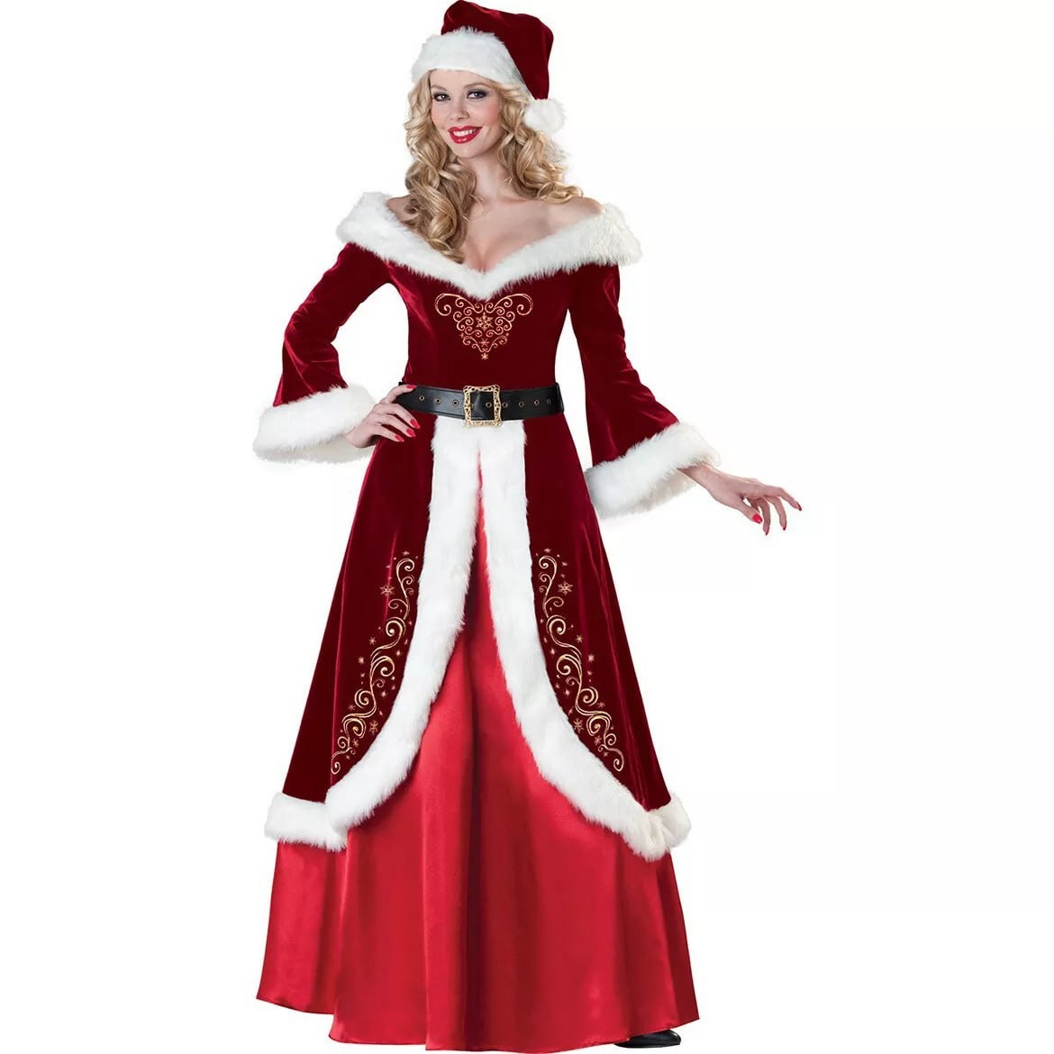 Sexy Christmas Costumes Uniform Women Full Set Red Dress Gift Santa Cosplay Suit
