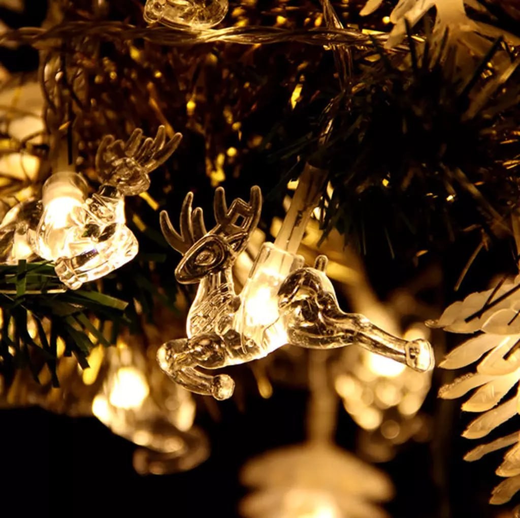 100 LED 10.9M WARM WHITE REINDEER SOLAR CHRISTMAS GARDEN LIGHTS