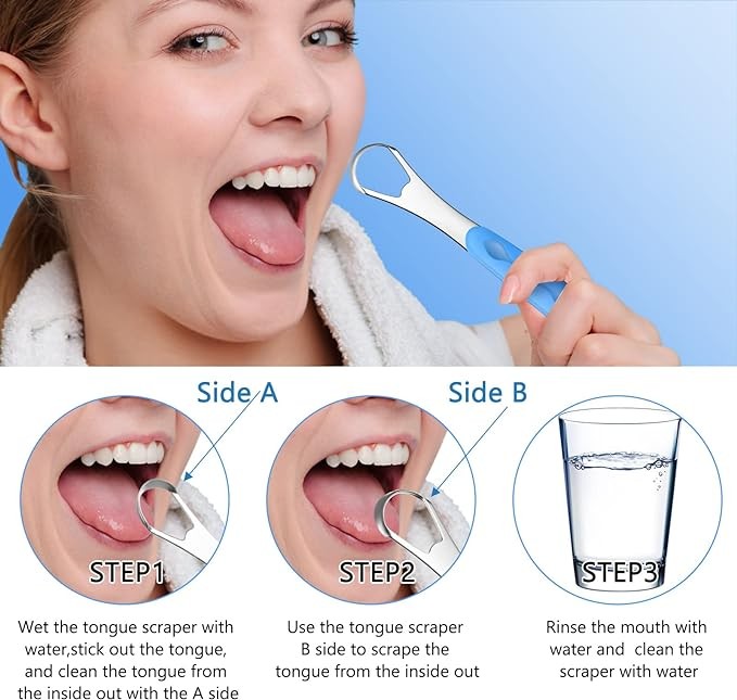 4 Pcs Tongue Scraper Cleaner Adults and Kids Stainless Steel Tongue Brush Metal Tongue Scraper Reduce Bad Breath with Travel Cases for Men Women Oral Mouth, Orange, Black, Green and Blue