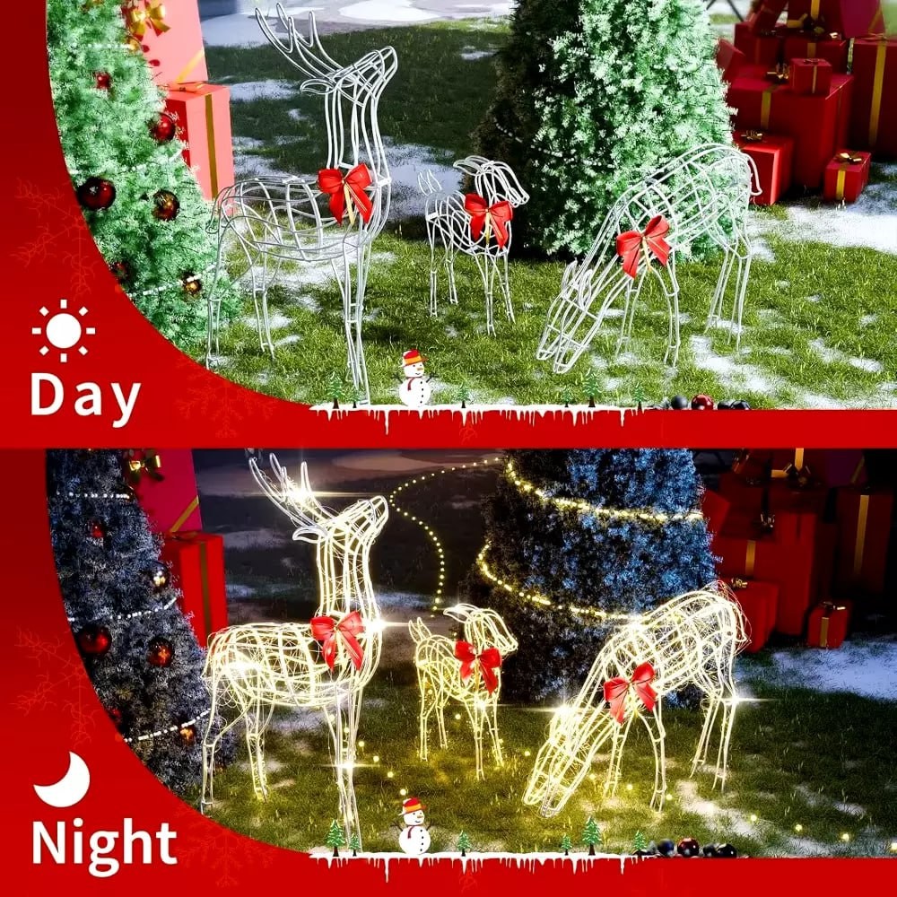 A special Christmas Decoration Set of 3 Light Up Reindeer