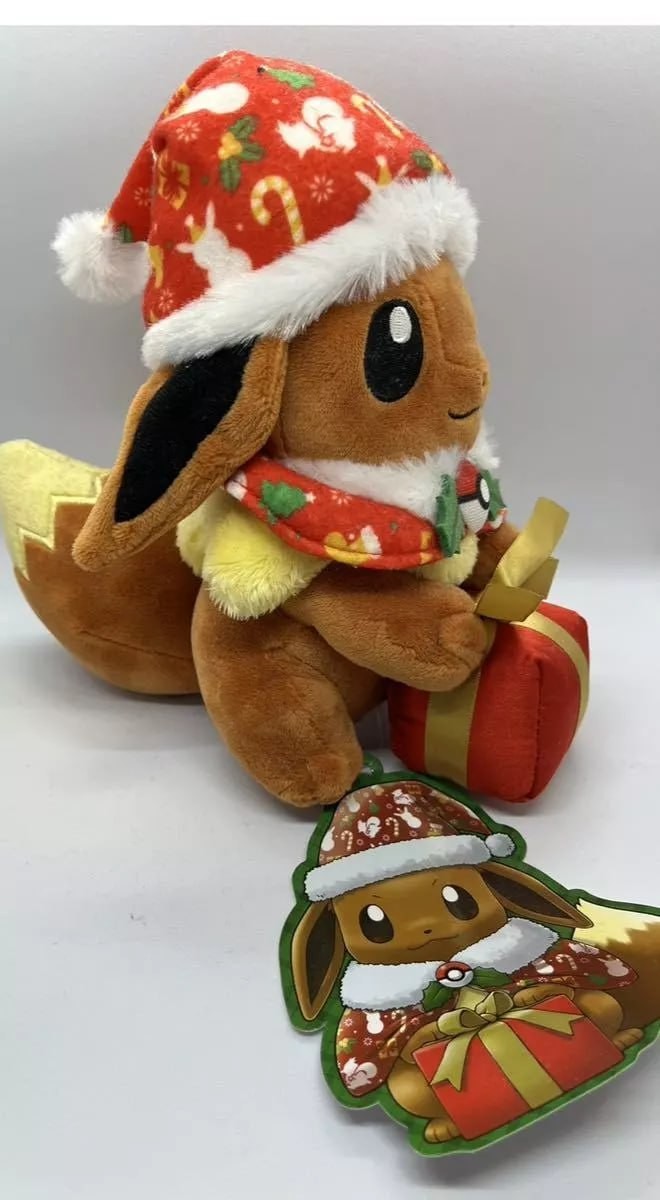 Christmas Eevee Plush Toy Pokemon Center Present Box Santa F/S Rare from Japan