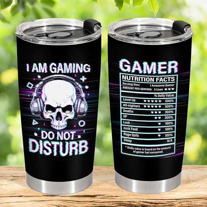 34HD Gifts for Gamer, Gamer Tumbler with Lid 20 oz Stainless Steel, I'm Gaming Do Not Disturb Mug, Gamer Birthday Gifts for Men