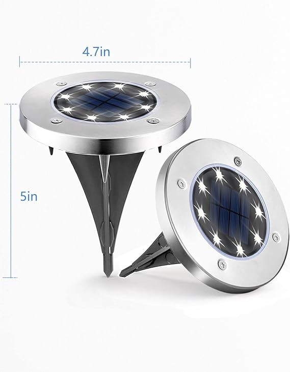 UFOND 12 Pack Solar Ground Lights，Outdoor Waterproof LED Solar Garden Lights, Disk Lights for Lawn Pathway Yard Walkway Driveway Patio Deck, Solar Lights (Cold White)