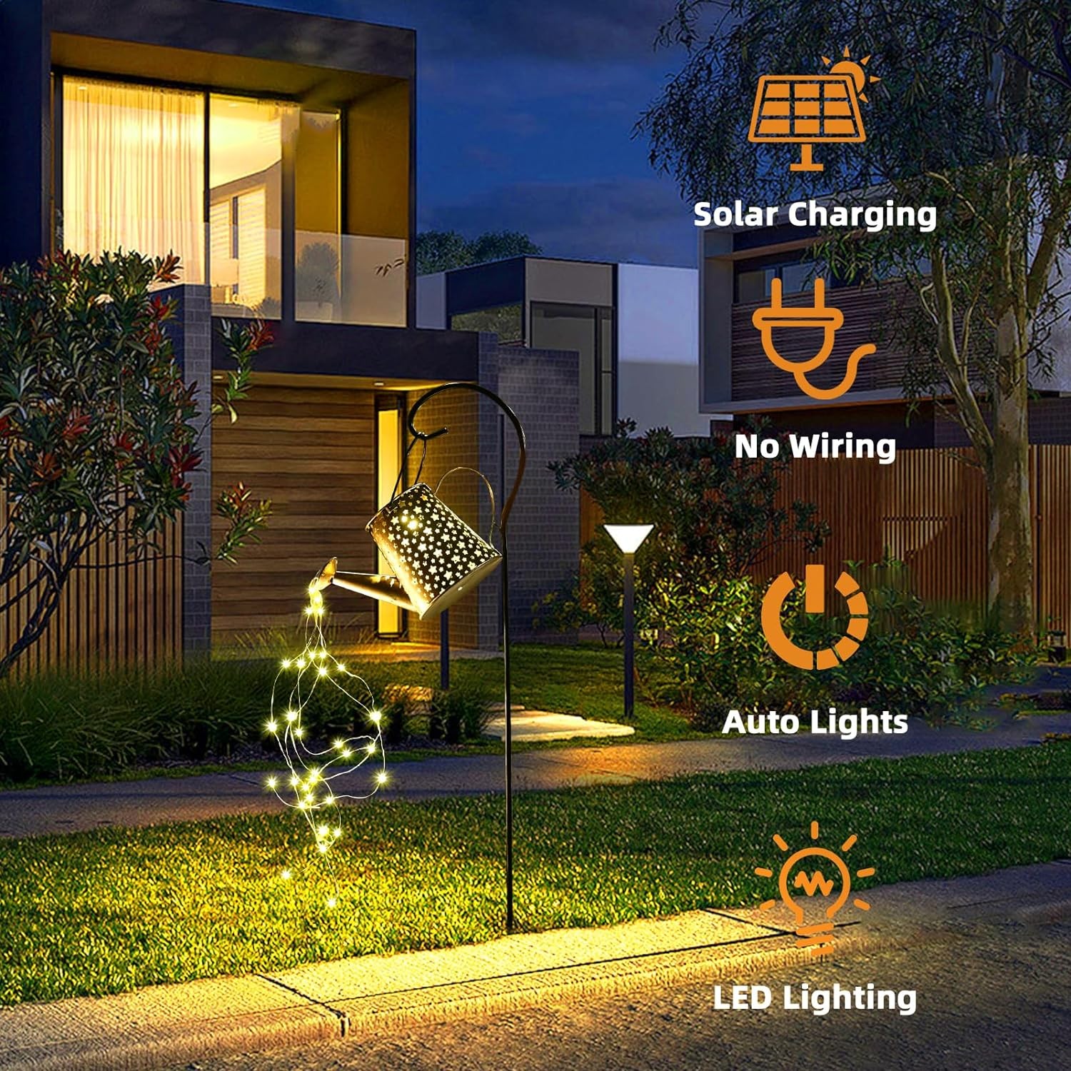 qdomodoo Solar Watering Can,Watering Can Solar Lights Outdoor Garden Decorative,Watering Can Lights Solar Powered,Solar Watering Can with Cascading Lights for Mom'S Birthday Gifts