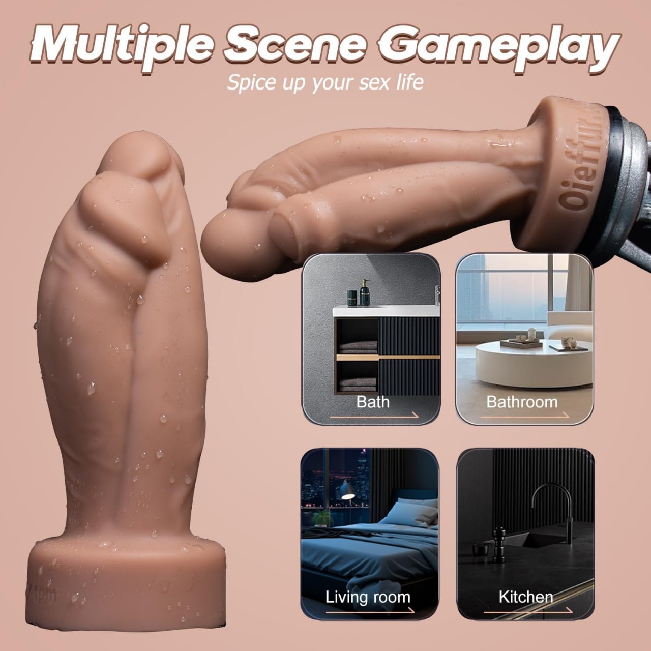 Realistic Dildos, Silicone Dildo, Big Dildo - 'Three Friends' Triple Entwined Design with Lifelike Detail, Strong Suction Cup Base for Men and Women (D101-M)