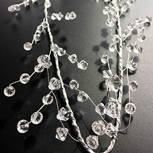46" Clear Diamond Beaded Garlands Wire String Acrylic Crystal Garland Wedding Party Decoration Wreath DIY Wedding Centerpiece Decor Crystal Diamond Branch (Pack of 10)