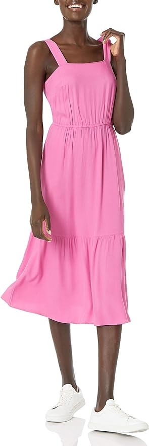 Amazon Essentials Women's Fluid Twill Tiered Fit and Flare Dress