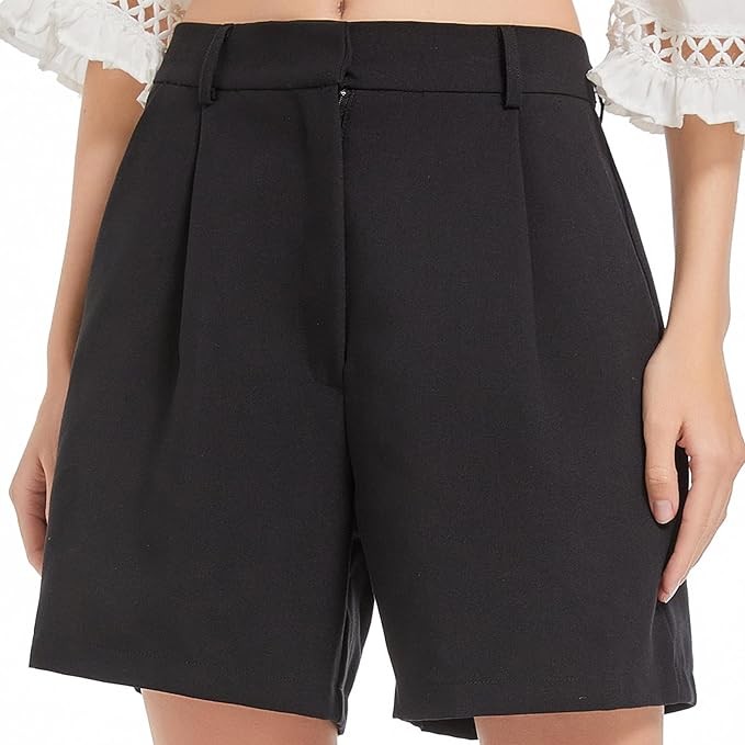 Everbellus High Waisted Wide Leg Dressy Shorts for Women Casual Business Tailored Shorts with Pockets