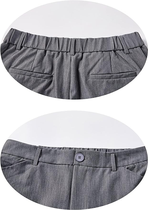 FHMLS Women's Straight Leg Suit Pant,Ease into Comfort Pant with Elastic Band, Office Business Casual Work Pants with Pockets