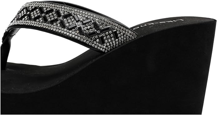 Like-know-like Rhinestone Wedge Sandals for Women Platform Flip Flops Wedge flip flops Wedding shoes Wedge Heels for Women Dressy