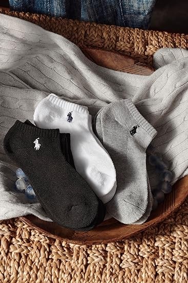 Polo Ralph Lauren Kids’ baby Classic Sport Ankle Socks - 6 Pair Pack - Soft Stretchy Yarn & Stay Up Top