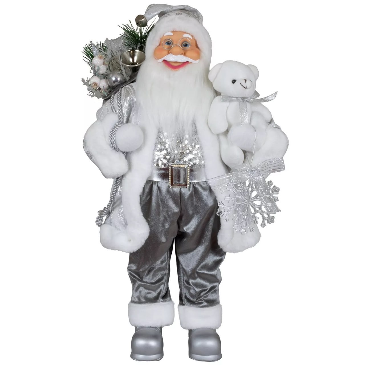 Santa Claus figure Santa 60 cm large with gifts & teddy decoration Ola