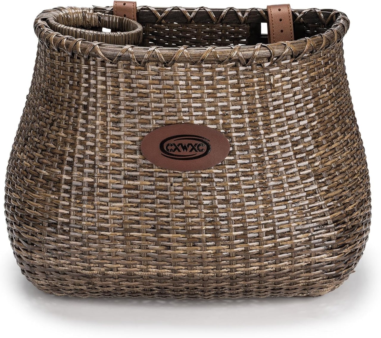 CXWXC Bike Basket - Handmade Rattan Bike Baskets for Girls Women - Front Bicycle Bike Basket with Coffee Cup Holder for Beach Cruiser, Scooter, Ebike