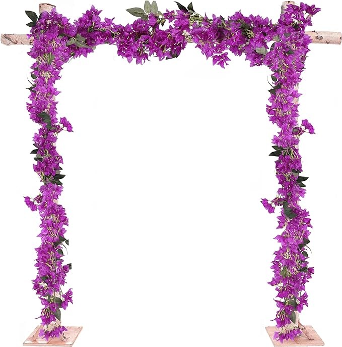 IPOPU 5.9 Ft Artificial Bougainvillea Flowers Garland 2PCS Fake Silk Bougainvillea Vines Long Plant Faux Bougainvillea Wreaths for Centerpieces Table Runner Wedding Arch Wall Decorations (Purple)