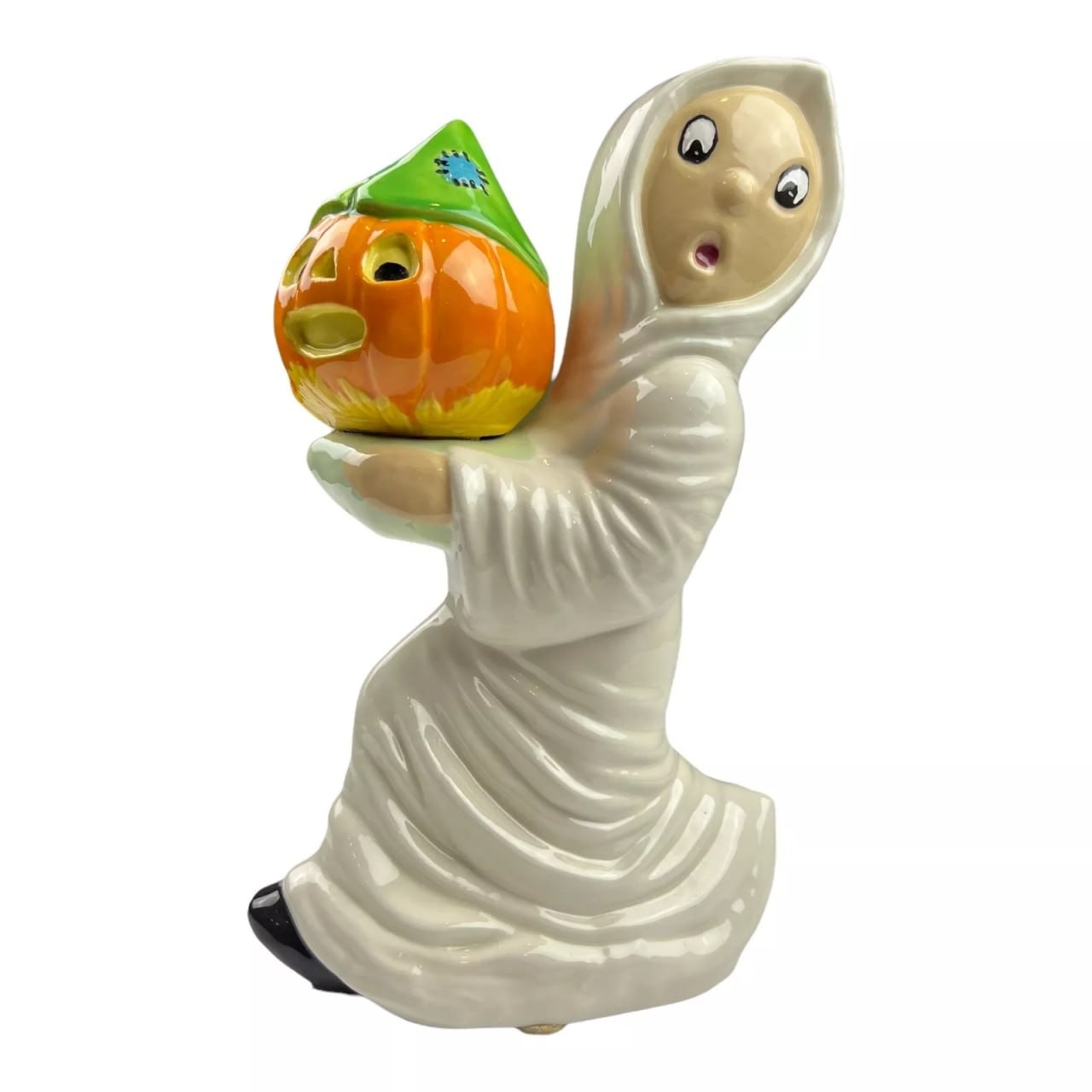 RARE Ceramic Grim Reaper Skeleton Figurine Light Halloween hobbyist 13" ghoul